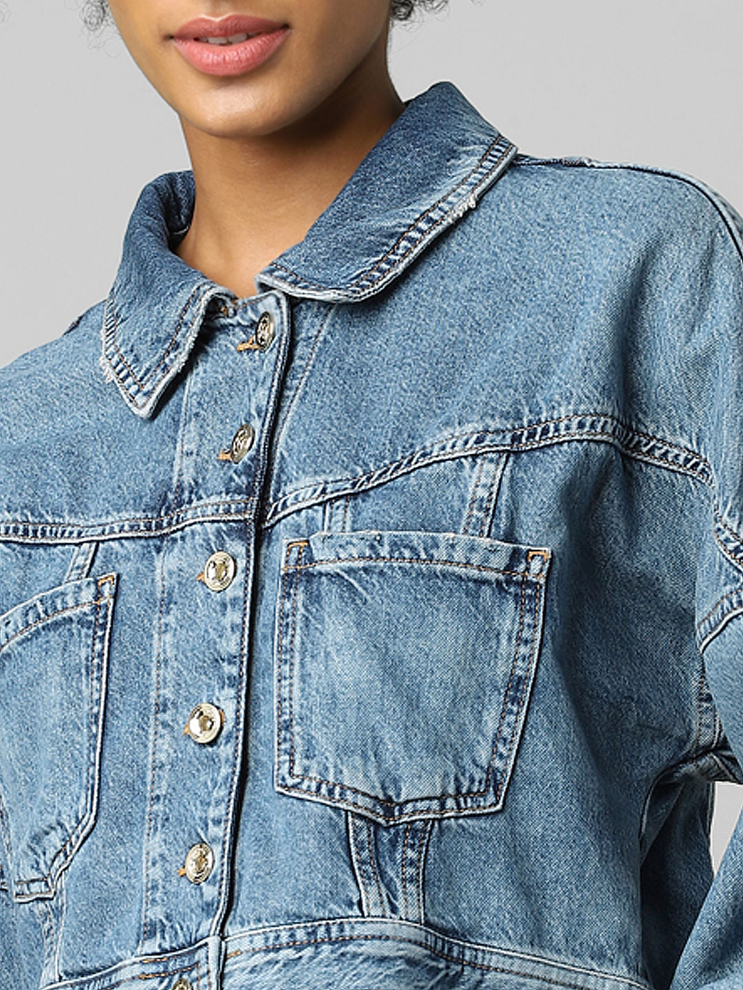 Blue Cropped Denim Jacket