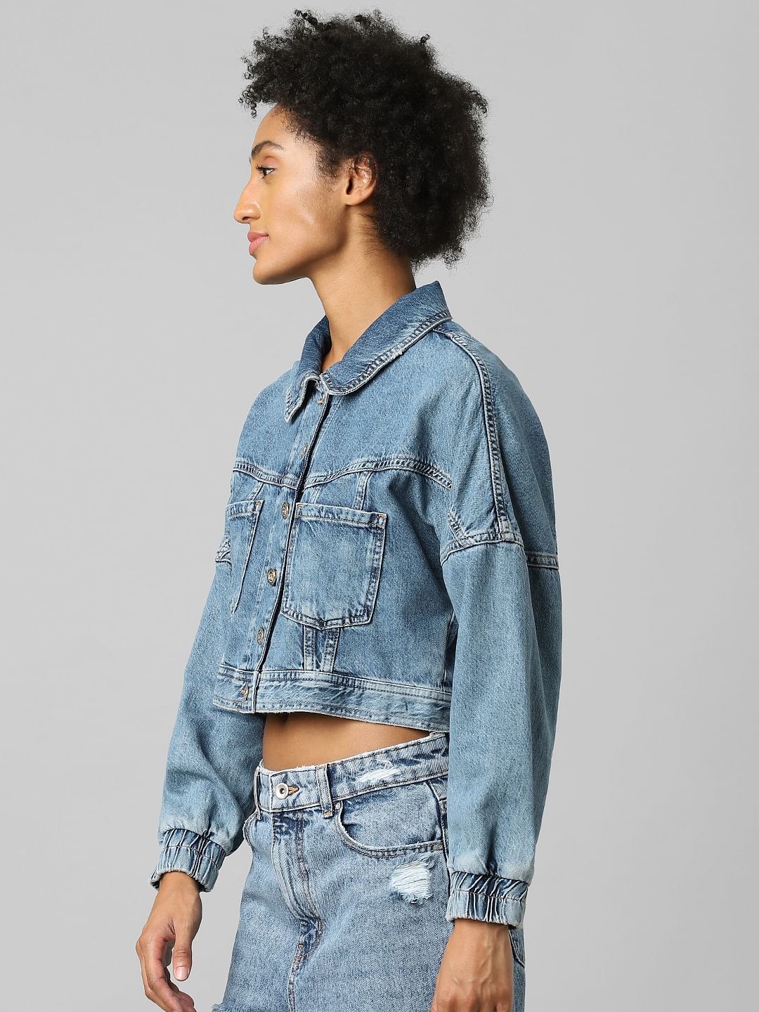Blue Cropped Denim Jacket