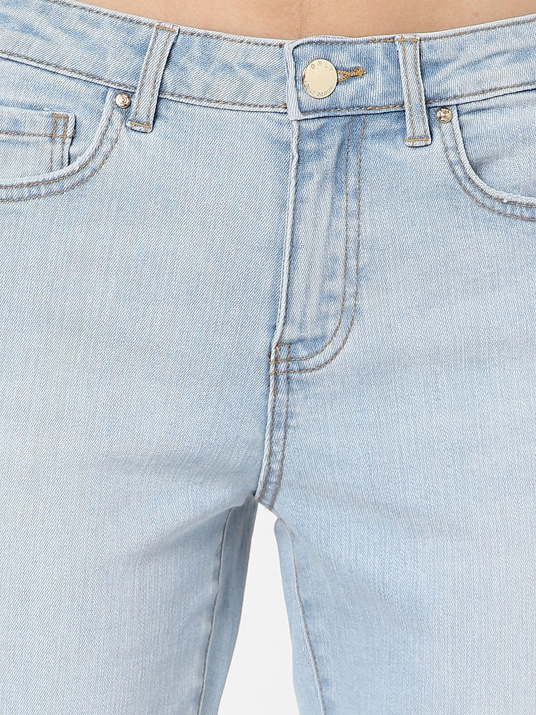 Light Blue Mid Rise Flared Jeans