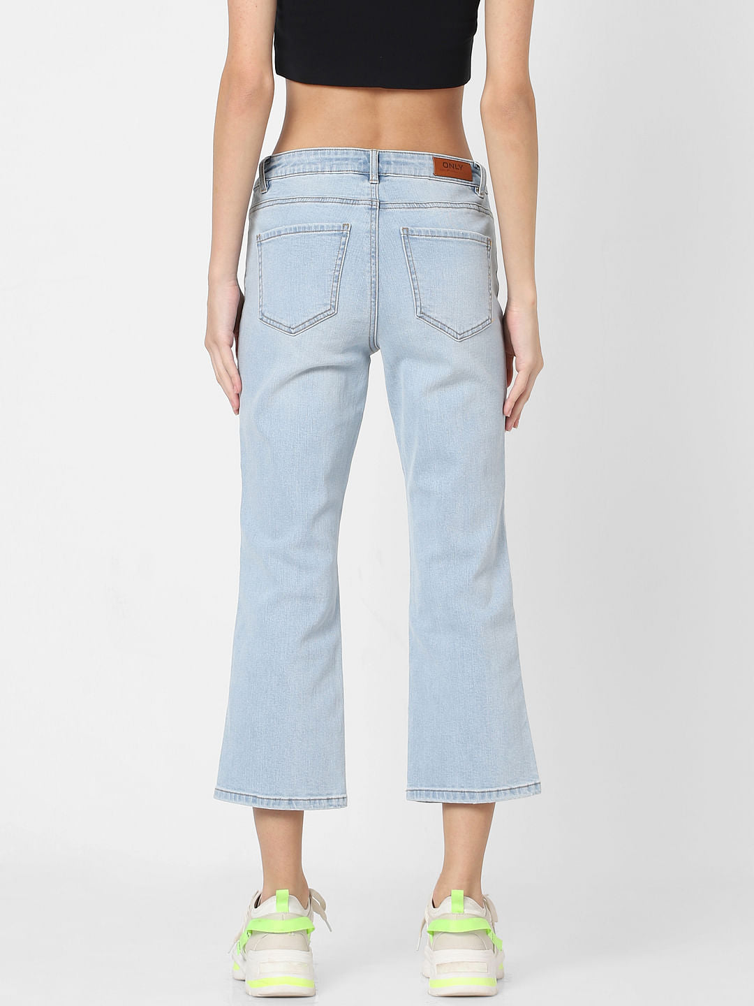 Light Blue Mid Rise Flared Jeans