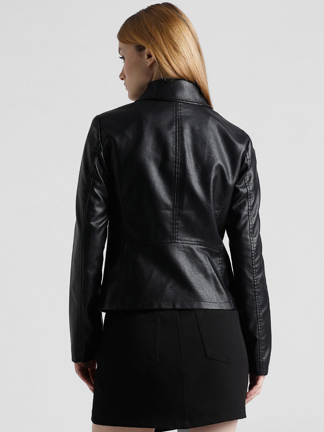 Black Faux Leather Biker Jacket
