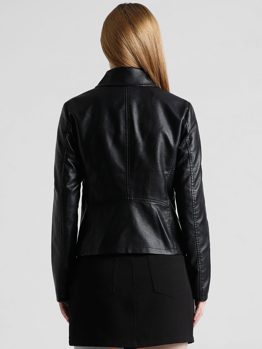 Black Faux Leather Biker Jacket