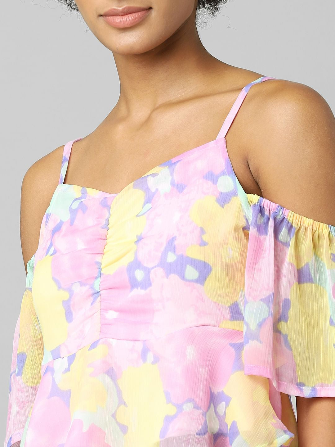 Multi-Coloured Cold-Shoulder Top