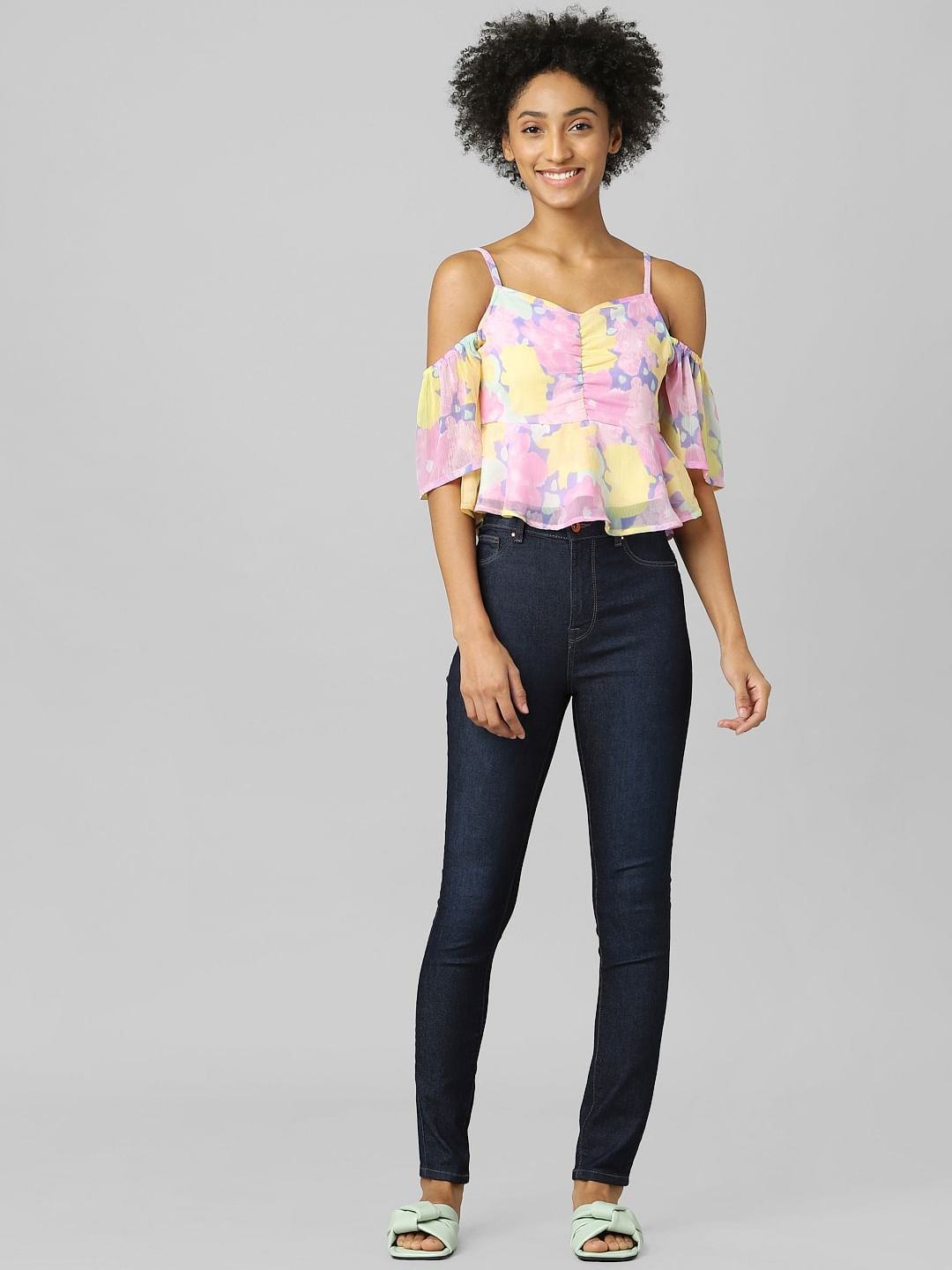 Multi-Coloured Cold-Shoulder Top