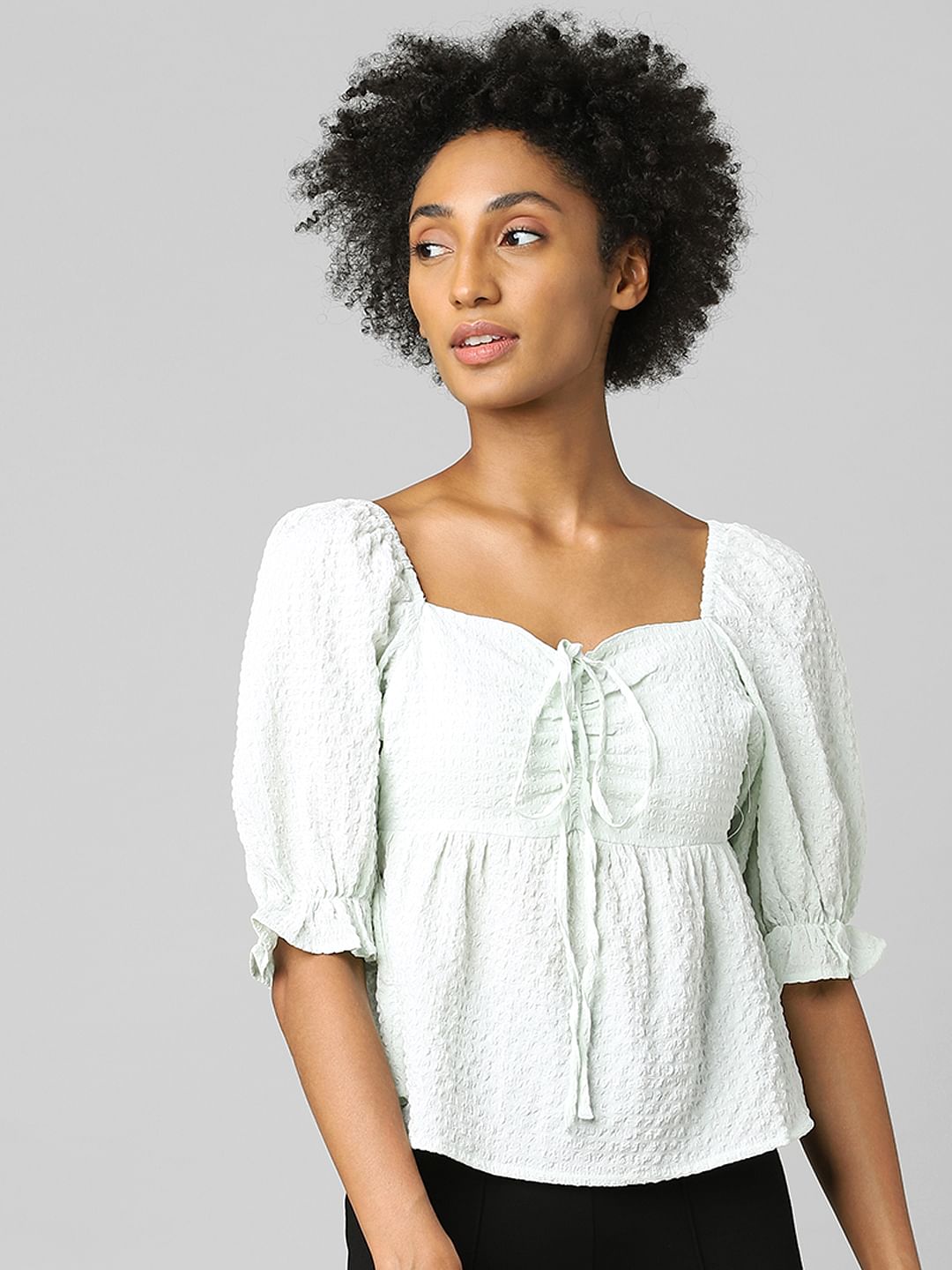 Light Blue Peplum Top