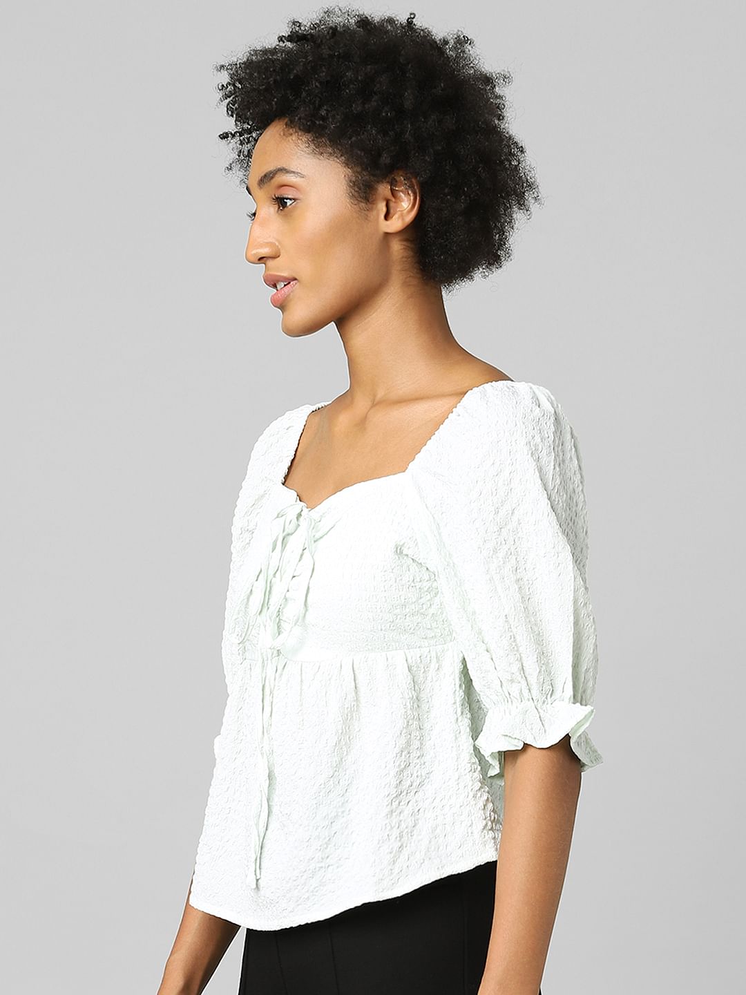 Light Blue Peplum Top