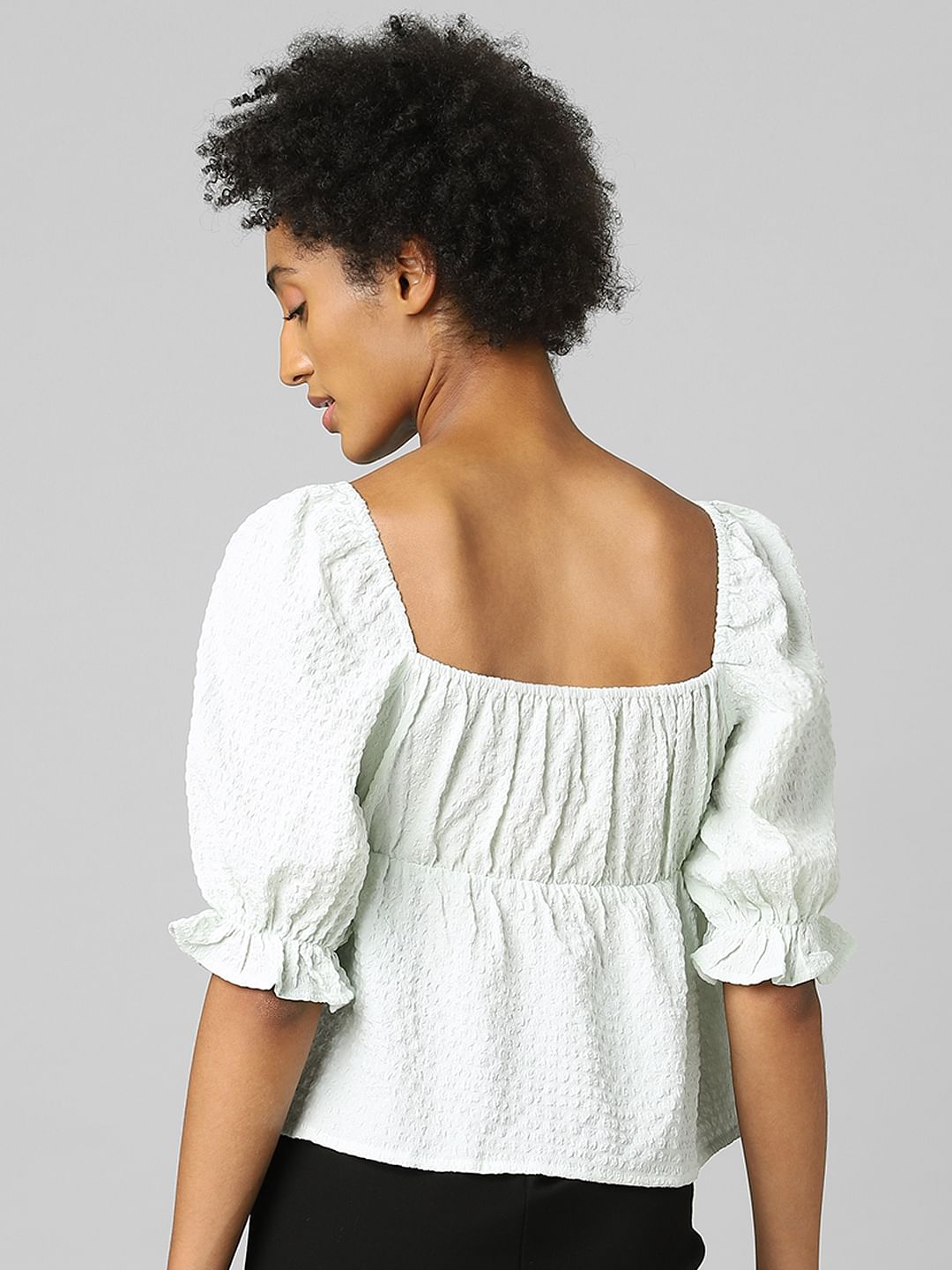 Light Blue Peplum Top