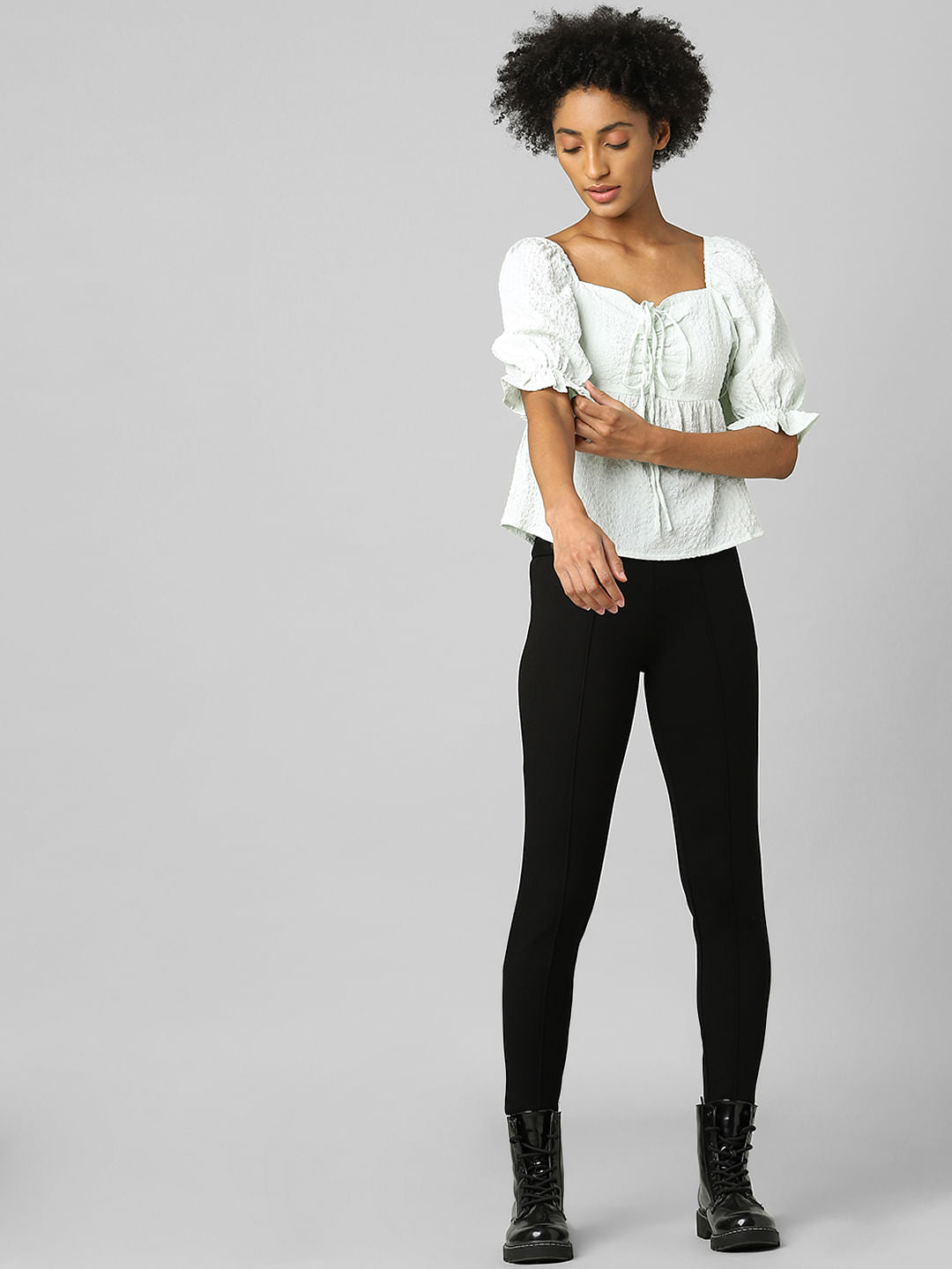 Light Blue Peplum Top