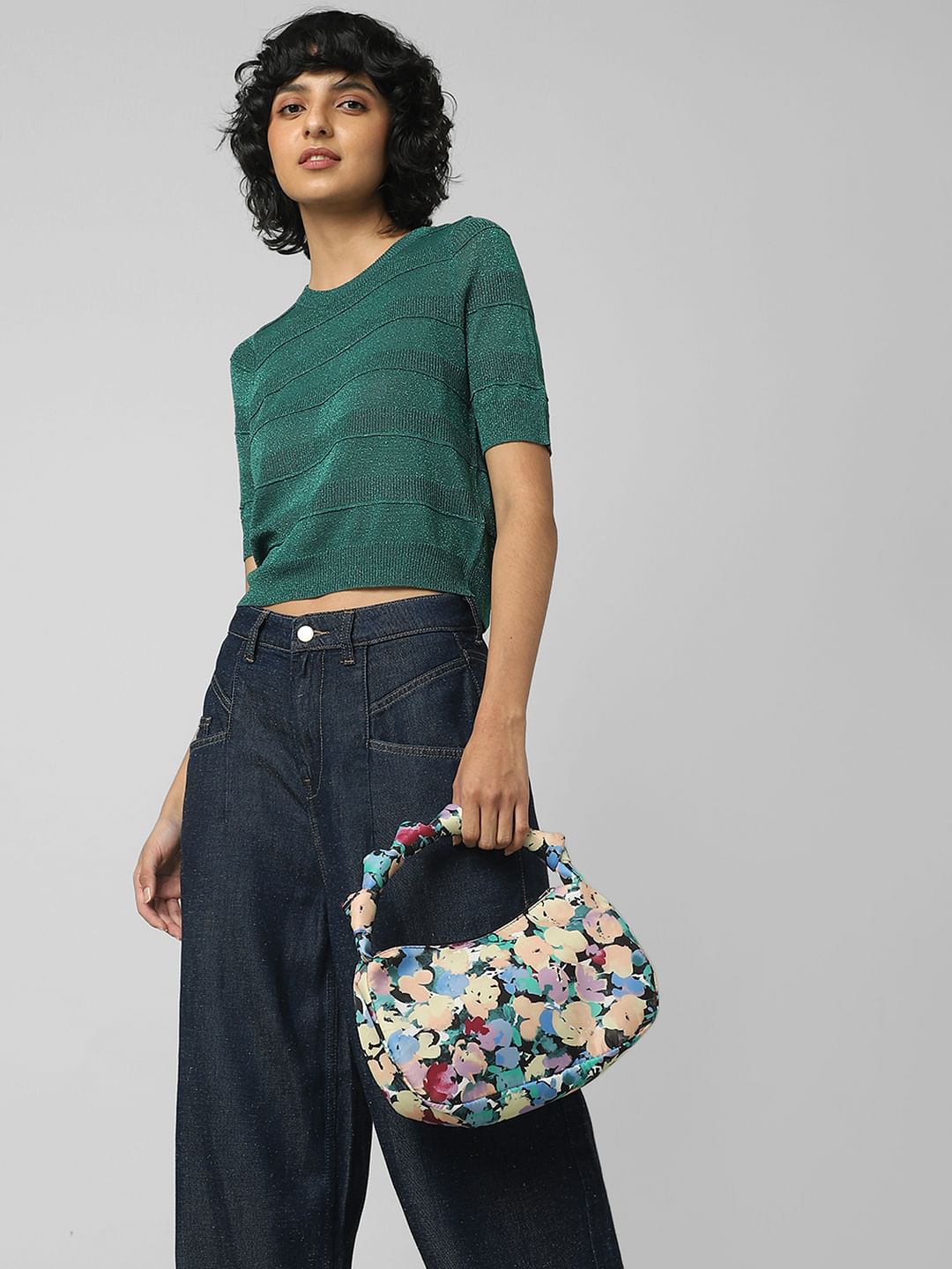 Dark Green Shimmer Knit Top