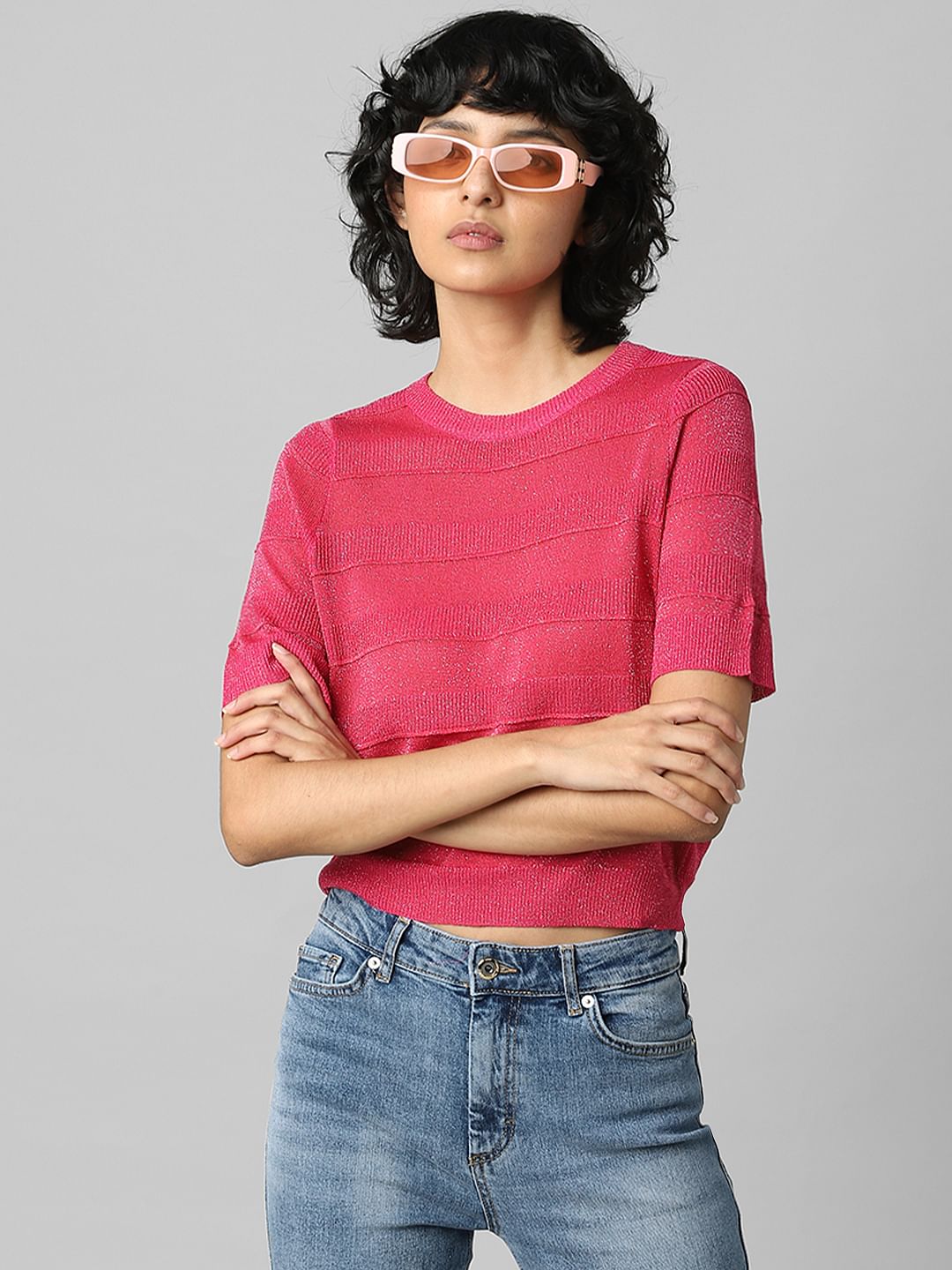 Pink Shimmer Knit Top