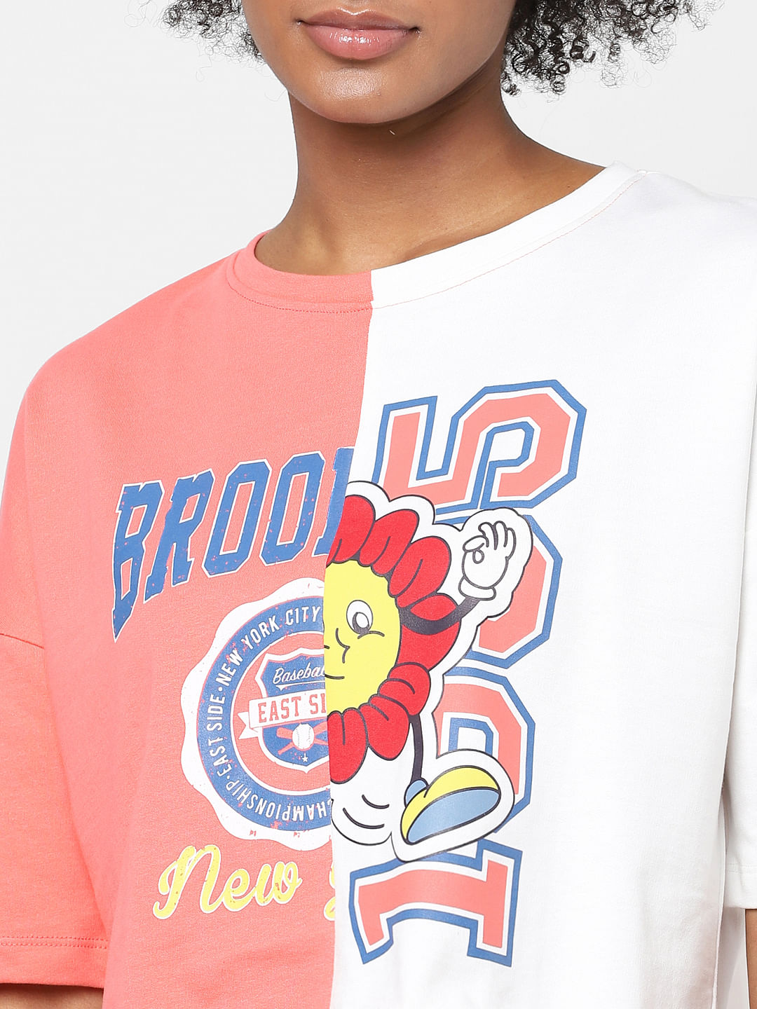 Coral Colourblocked T-Shirt