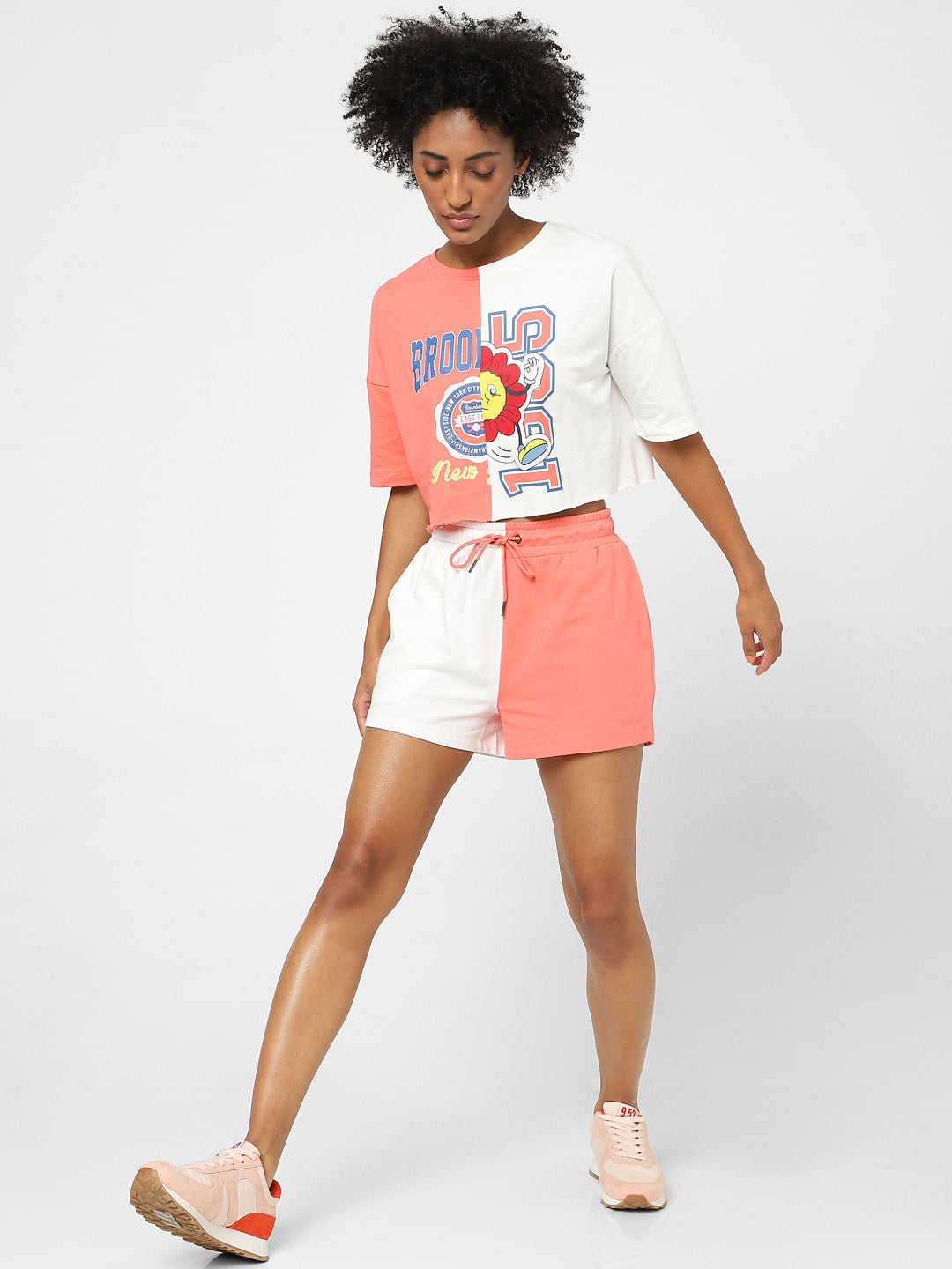 Coral Colourblocked T-Shirt