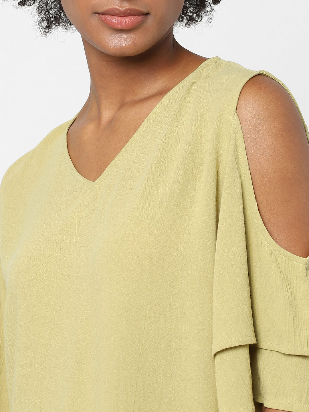 Green Cold Shoulder Top