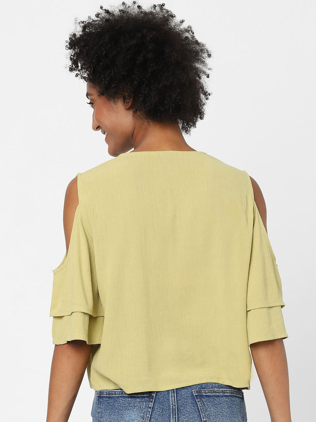 Green Cold Shoulder Top