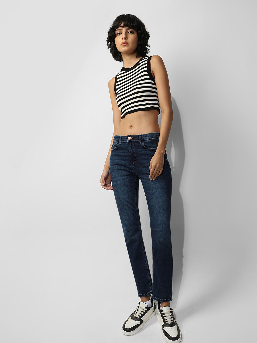 Dark Blue Mid Rise Slim Fit Jeans - 25