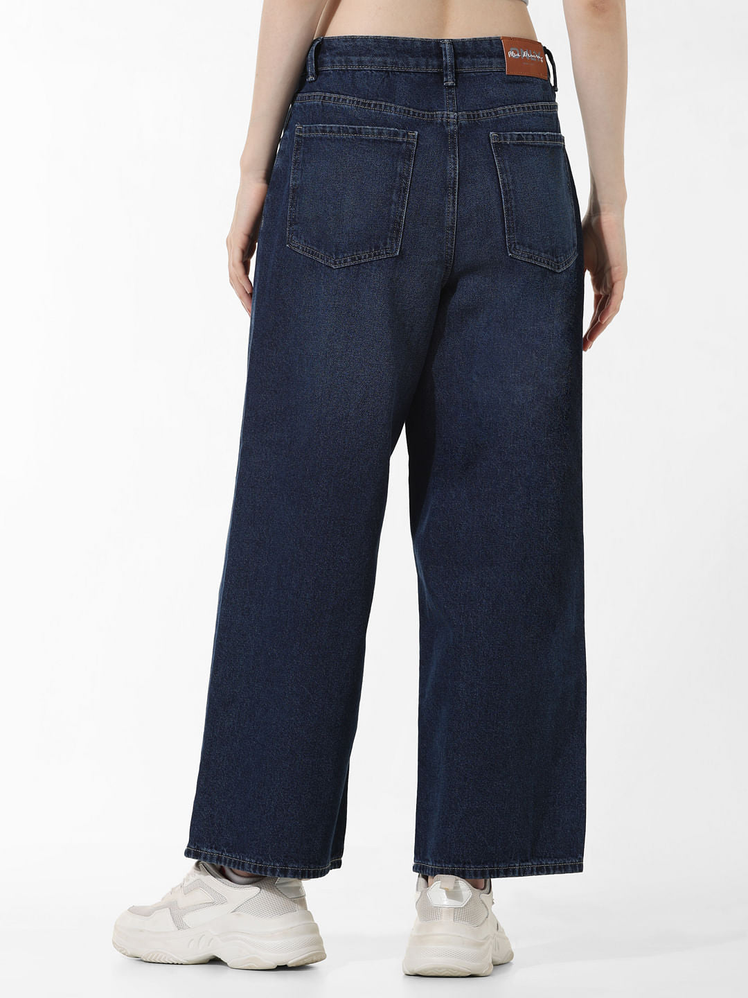 Dark Blue High Rise Titanium Wide Leg Jeans