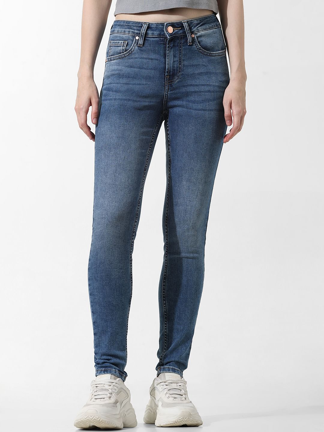 Dark Blue High Rise Skinny Jeans