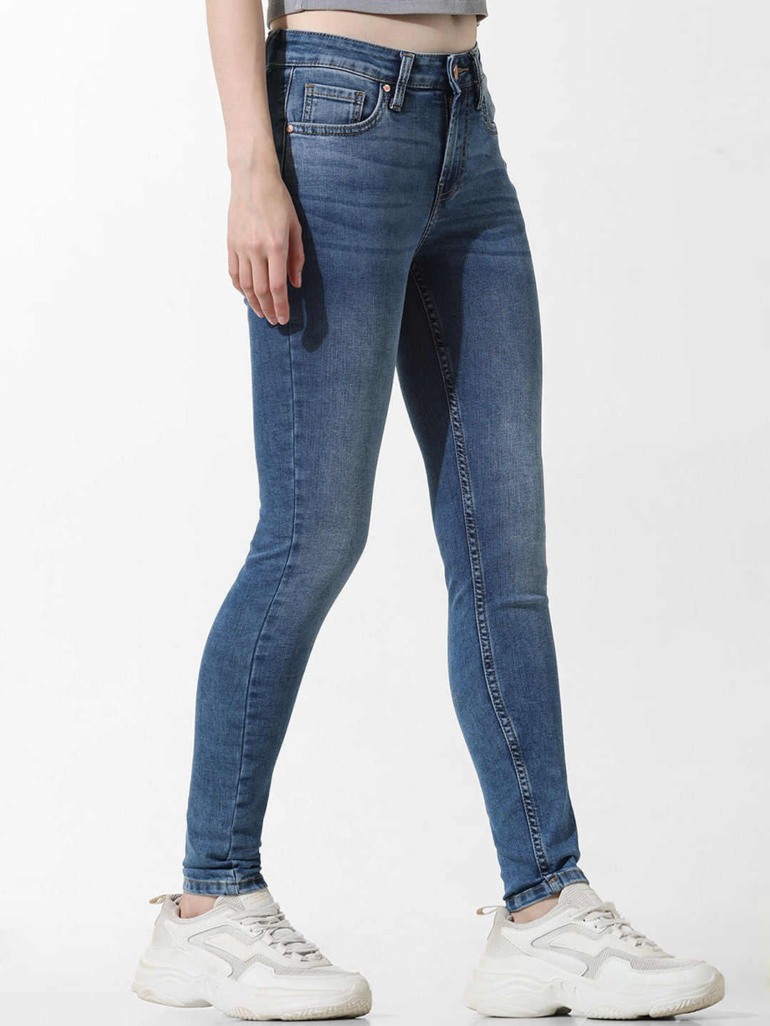Dark Blue High Rise Skinny Jeans