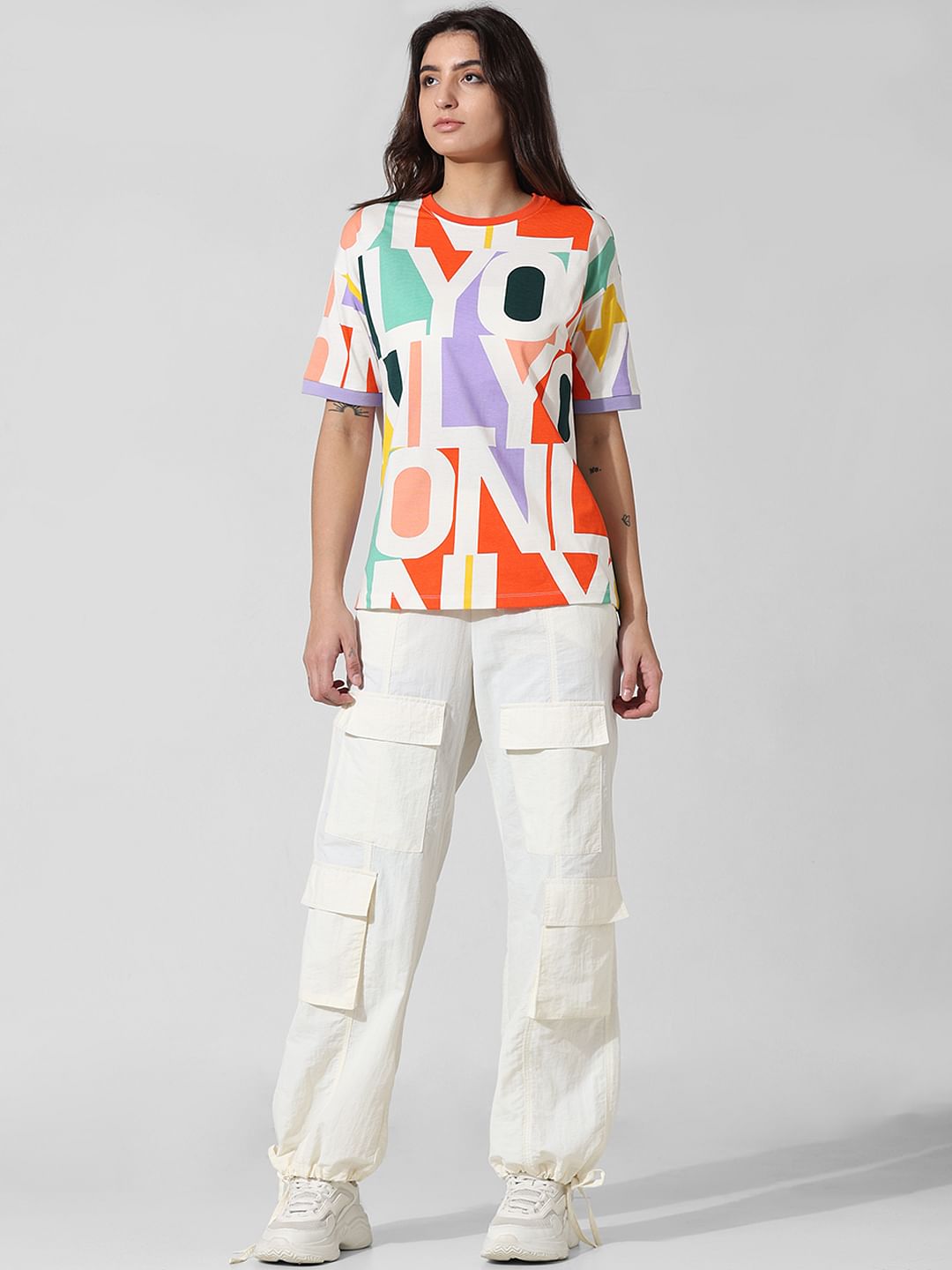 Multi-Colour Printed Oversized T-Shirt