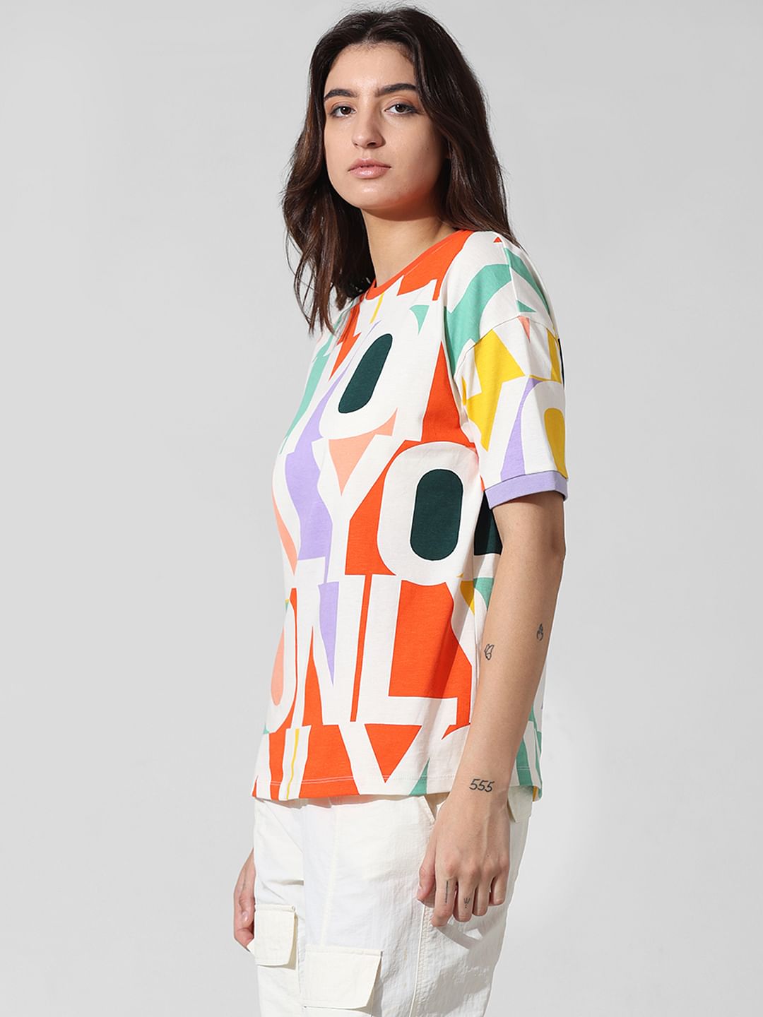 Multi-Colour Printed Oversized T-Shirt