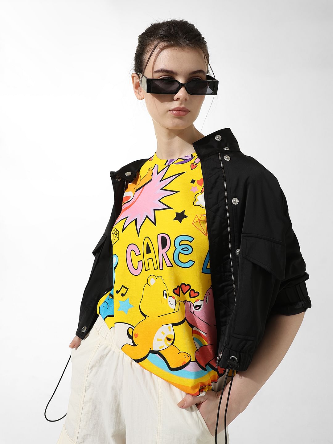 Yellow Printed Oversized T-Shirt