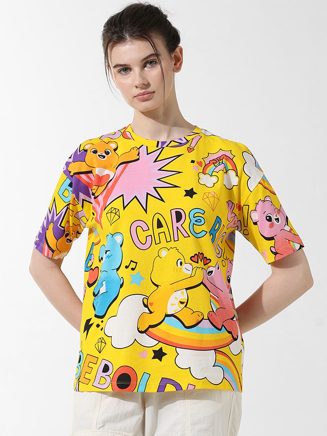 Yellow Printed Oversized T-Shirt