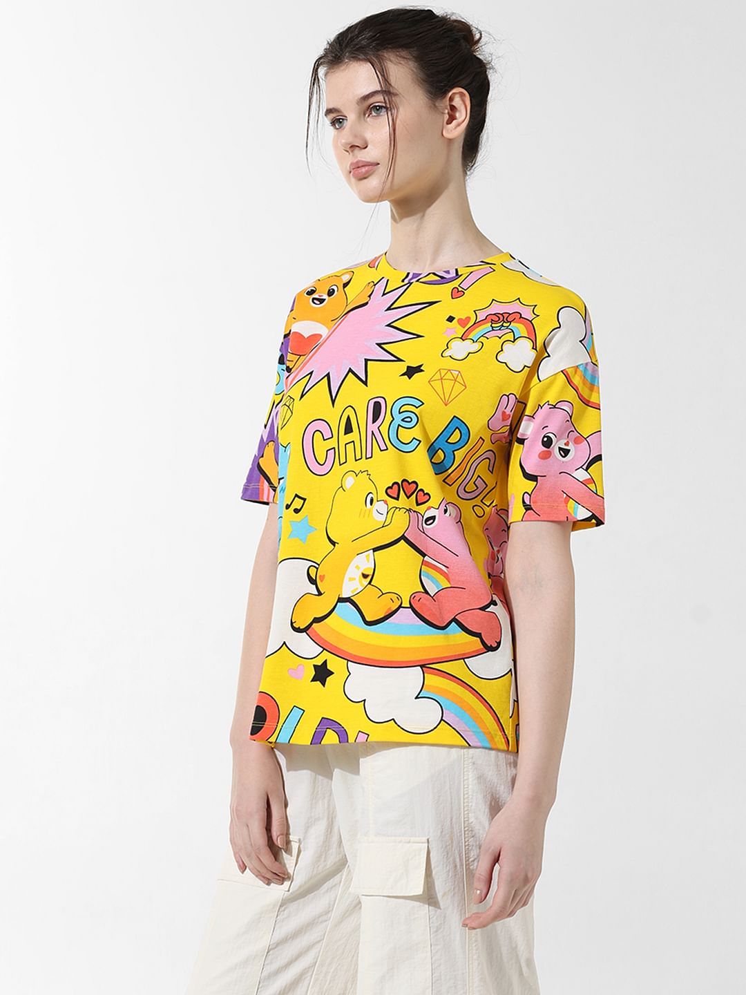 Yellow Printed Oversized T-Shirt