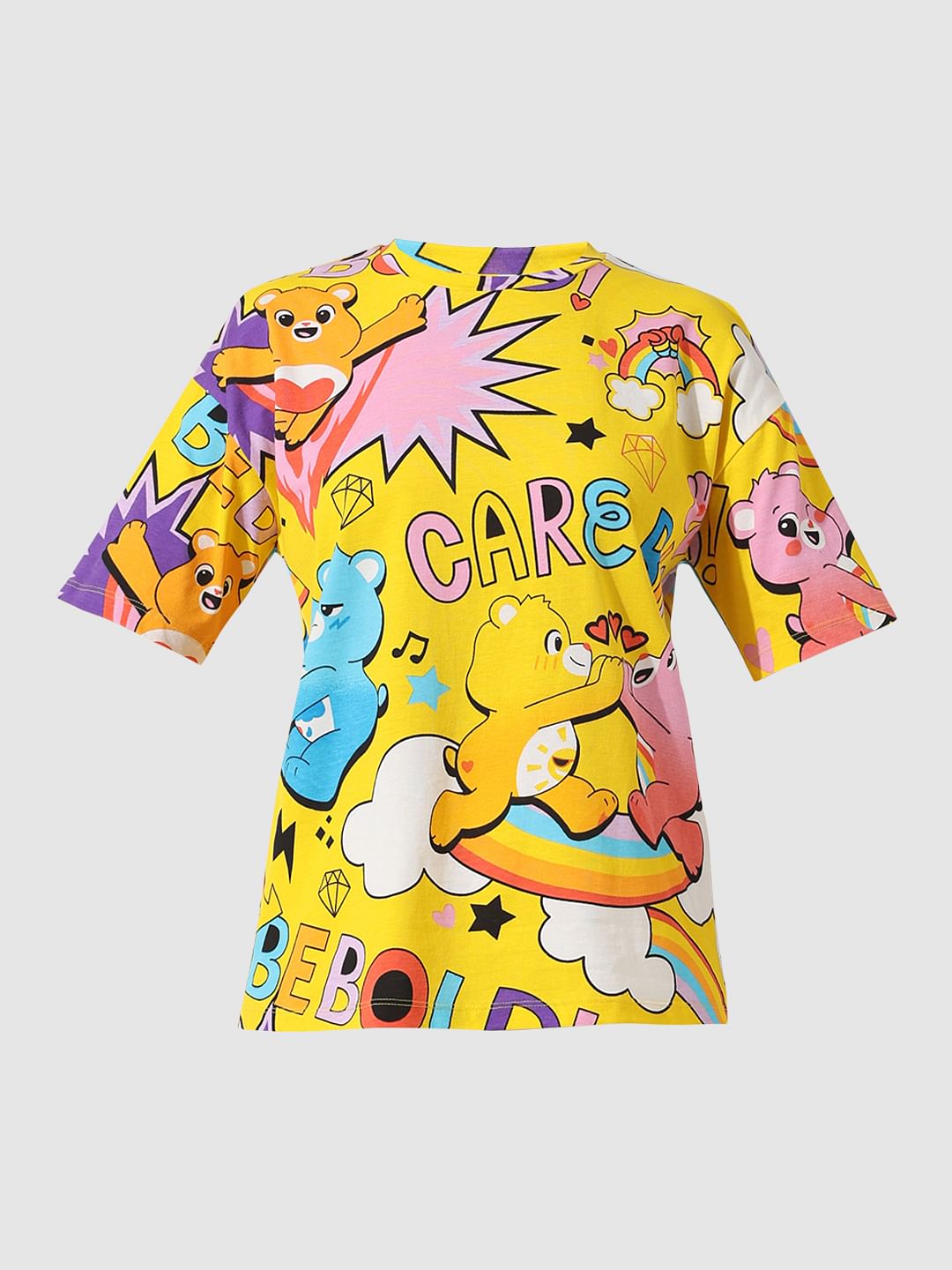 Yellow Printed Oversized T-Shirt