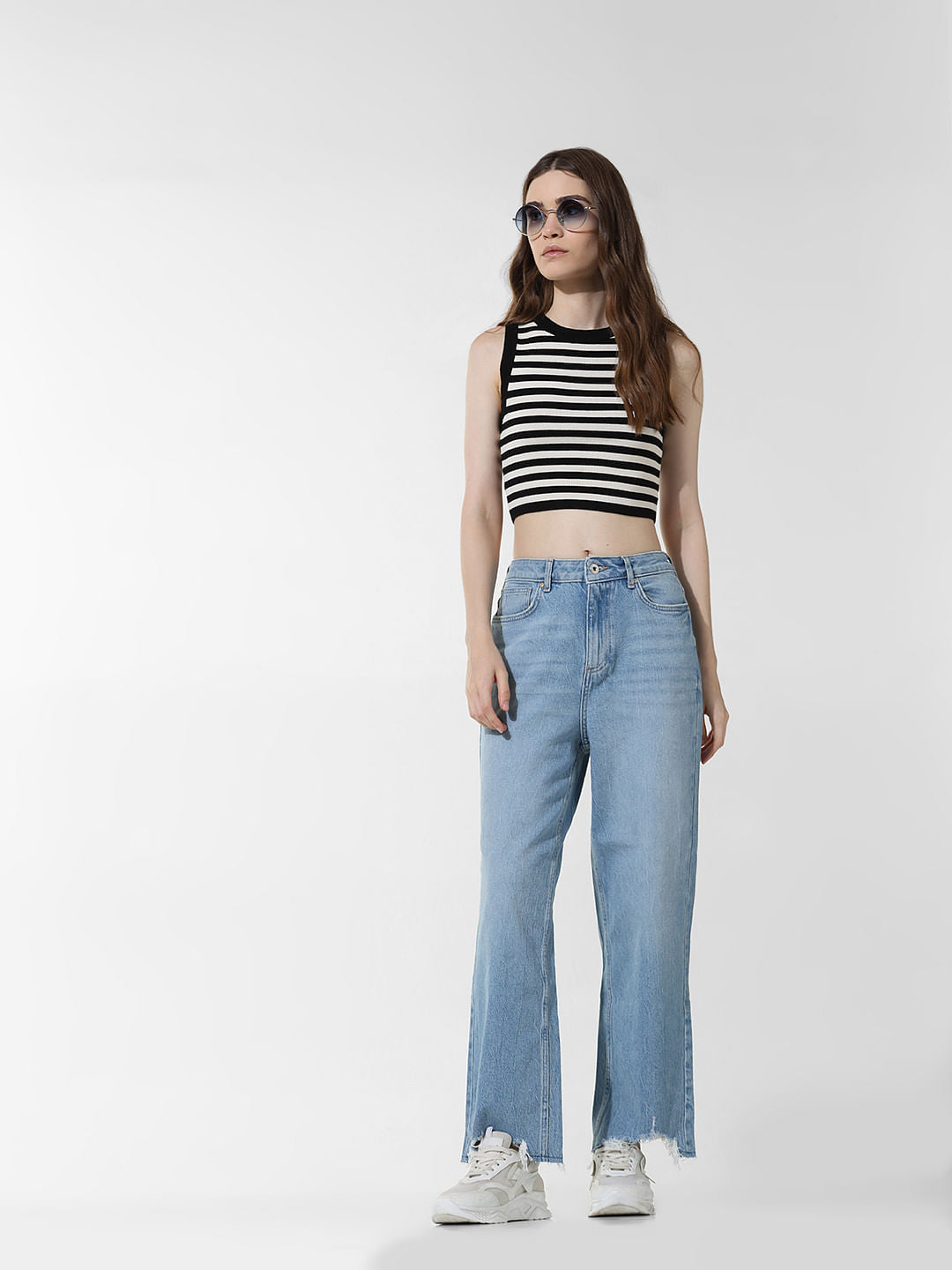 Light Blue High Rise Straight Fit Jeans
