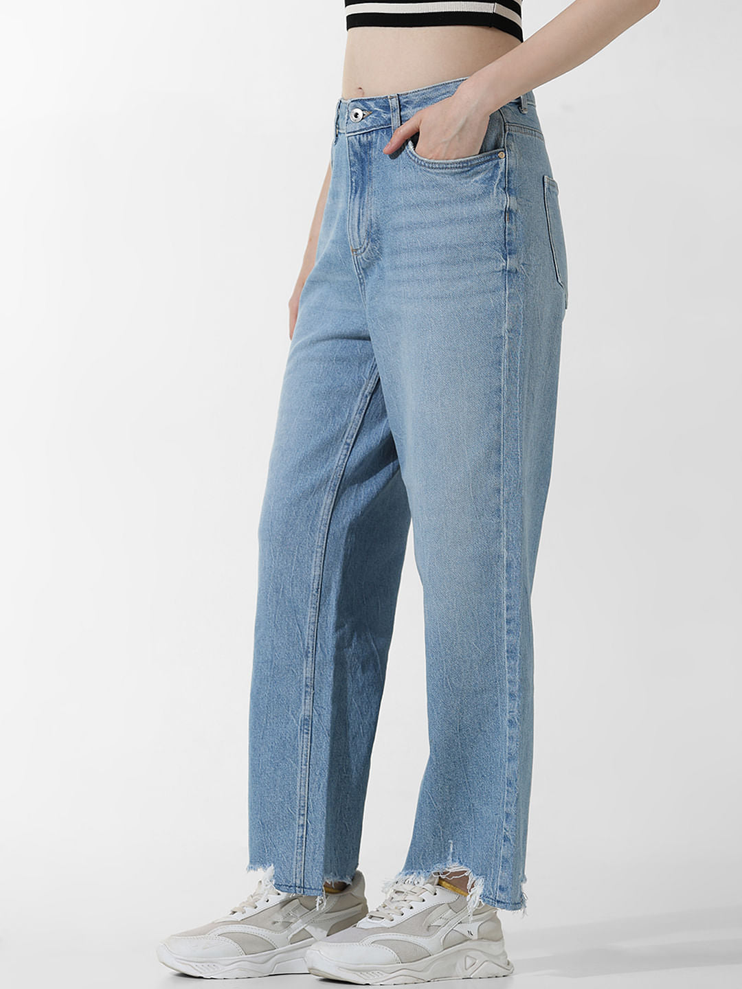 Light Blue High Rise Straight Fit Jeans