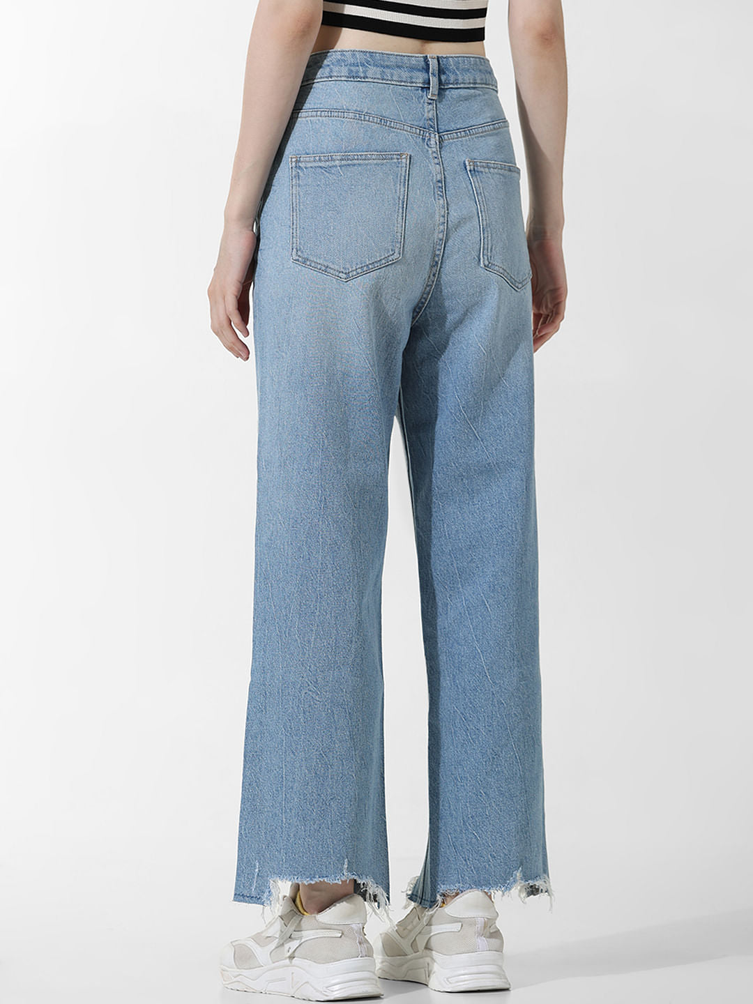 Light Blue High Rise Straight Fit Jeans