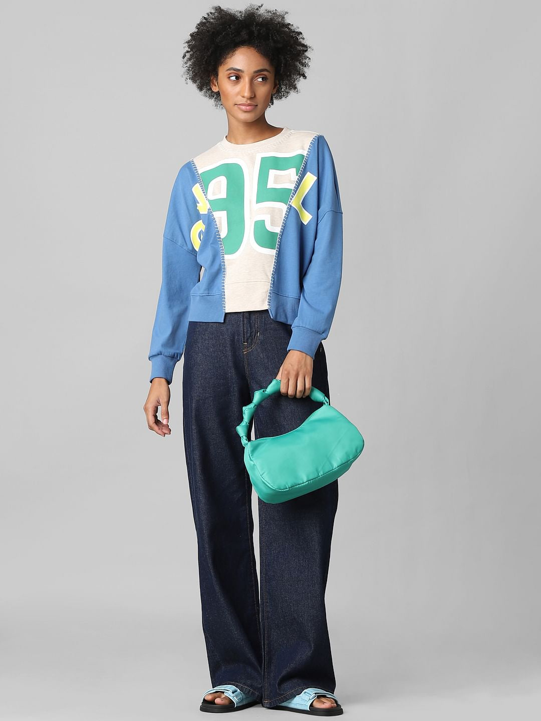 Blue Colourblocked Sweatshirt