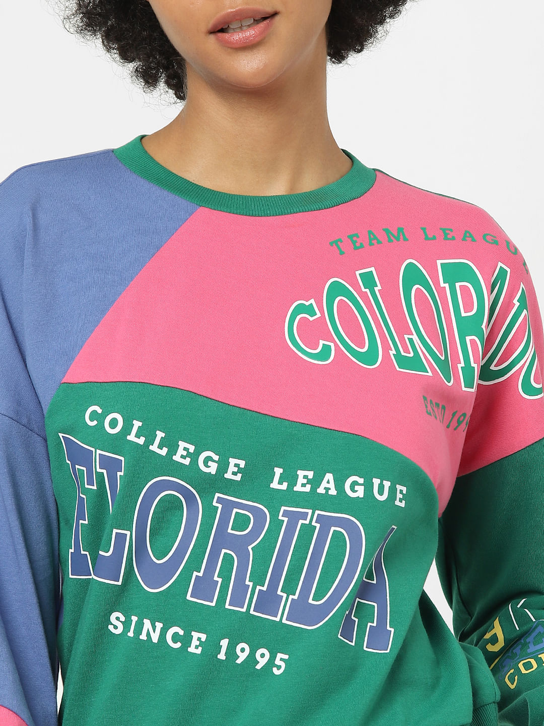 Green Colourblocked Sweatshirt