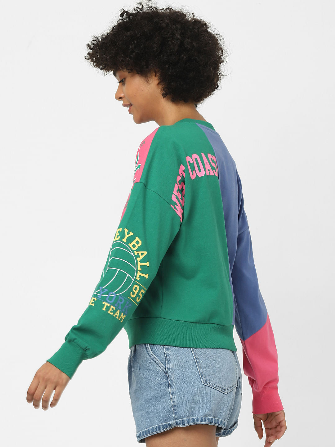 Green Colourblocked Sweatshirt