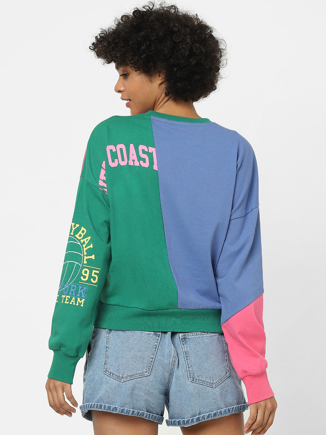 Green Colourblocked Sweatshirt