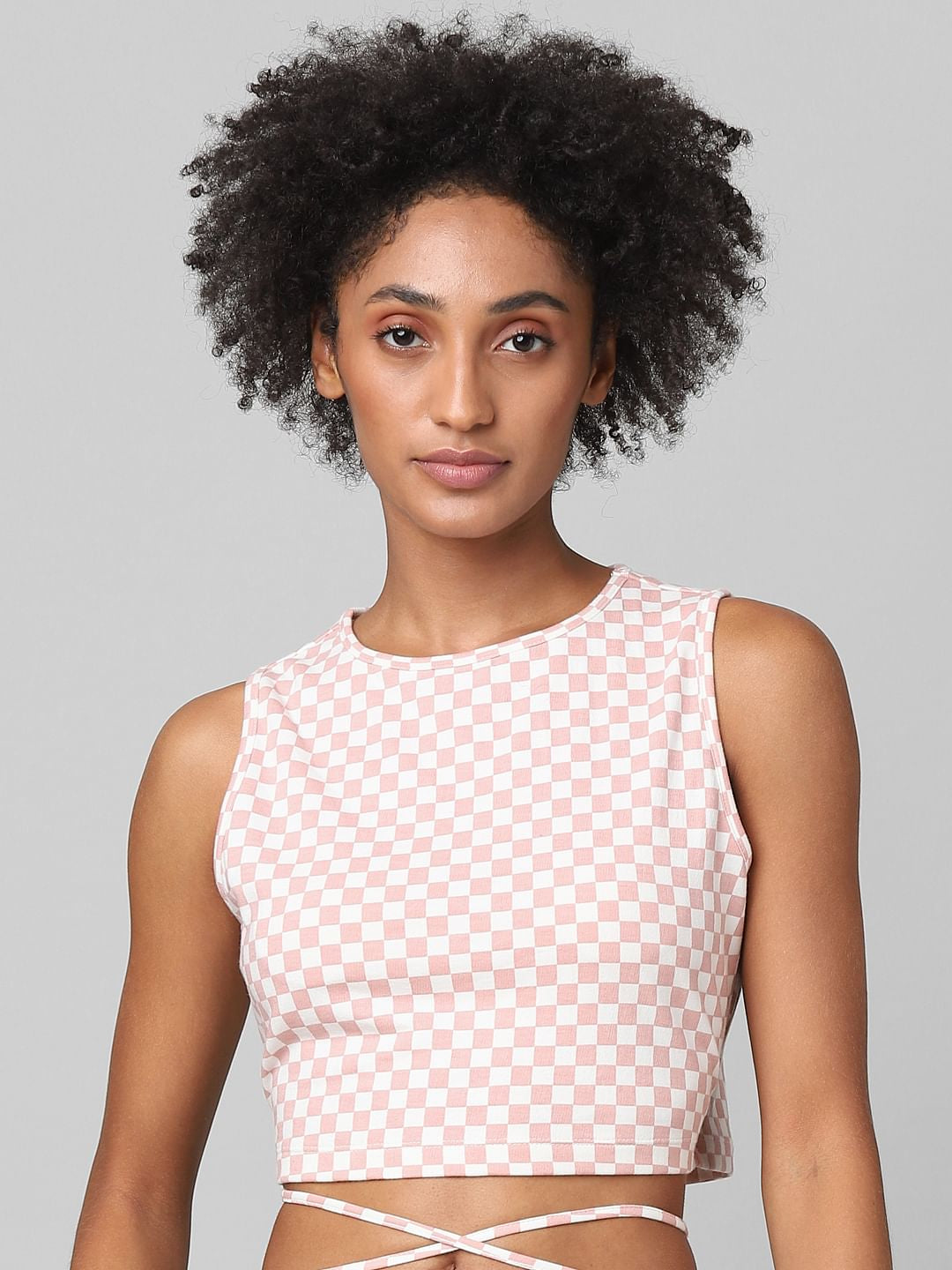 Pink Check Crop Co-Ord Top
