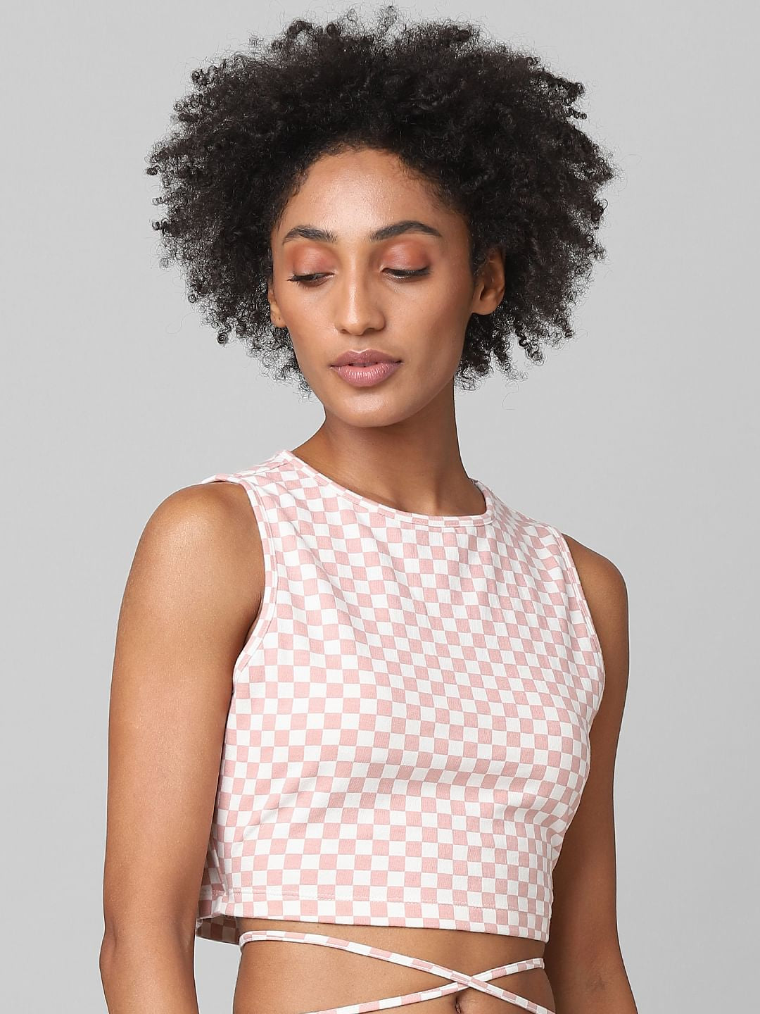 Pink Check Crop Co-Ord Top