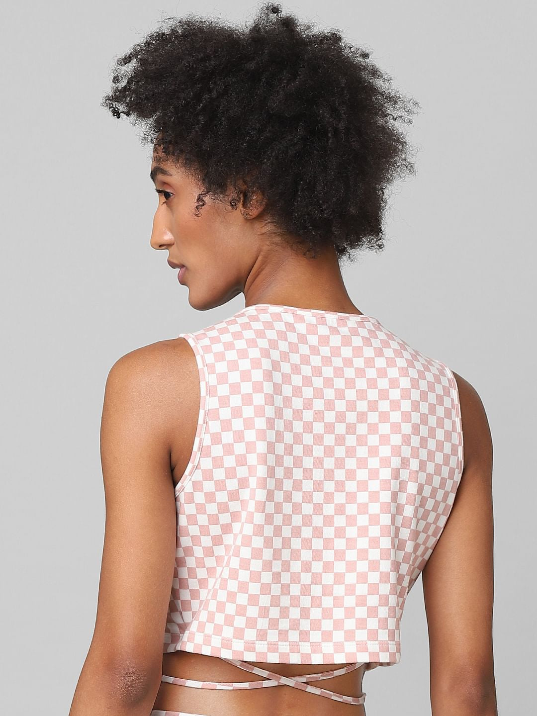 Pink Check Crop Co-Ord Top