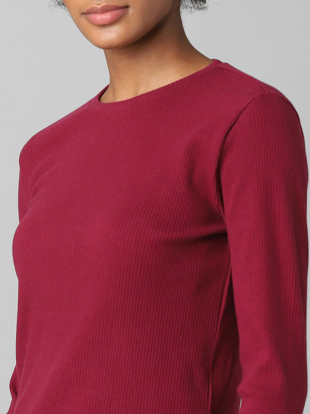 Plum Ribbed T-Shirt