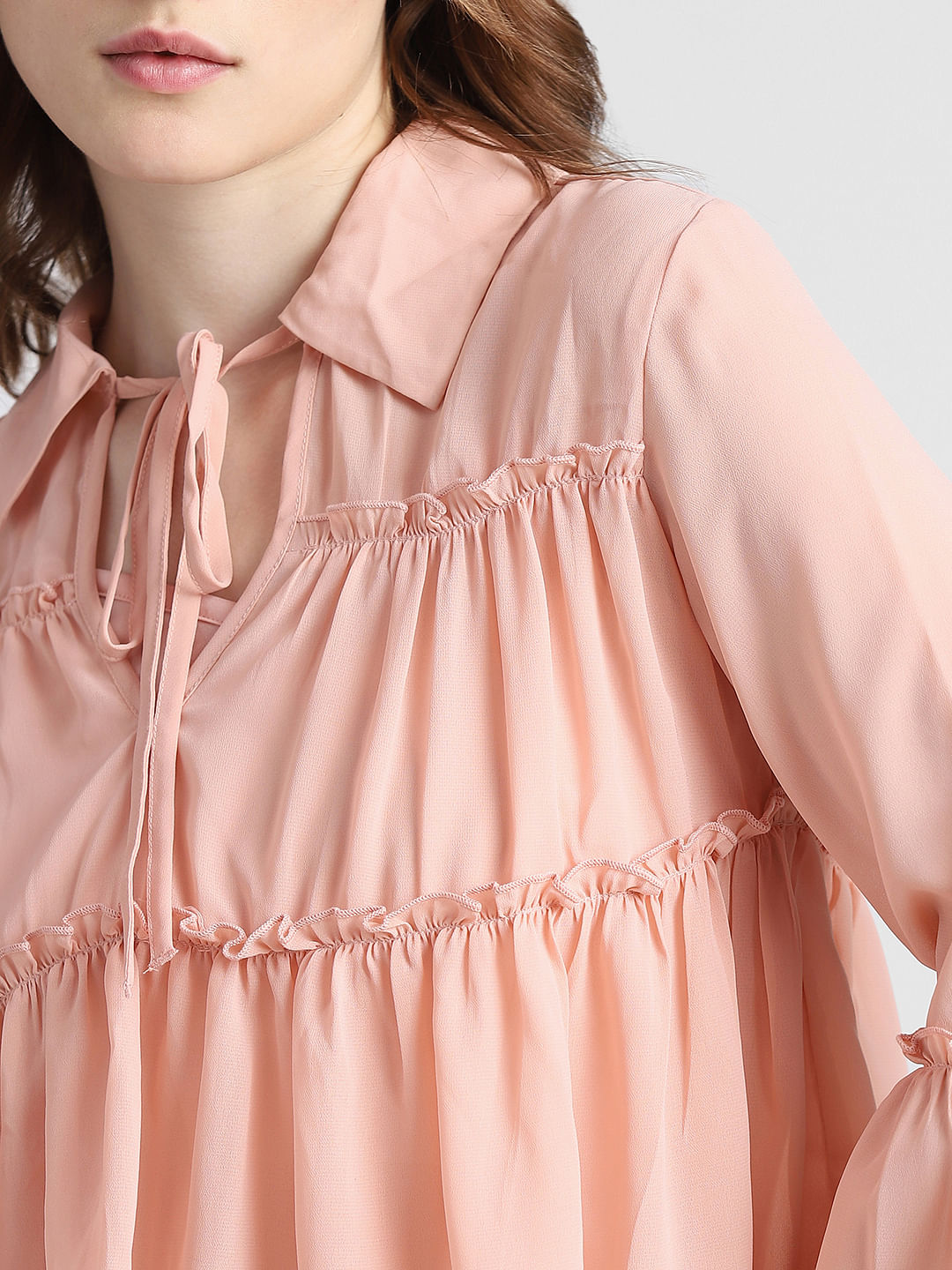 Coral Frill Peplum Top