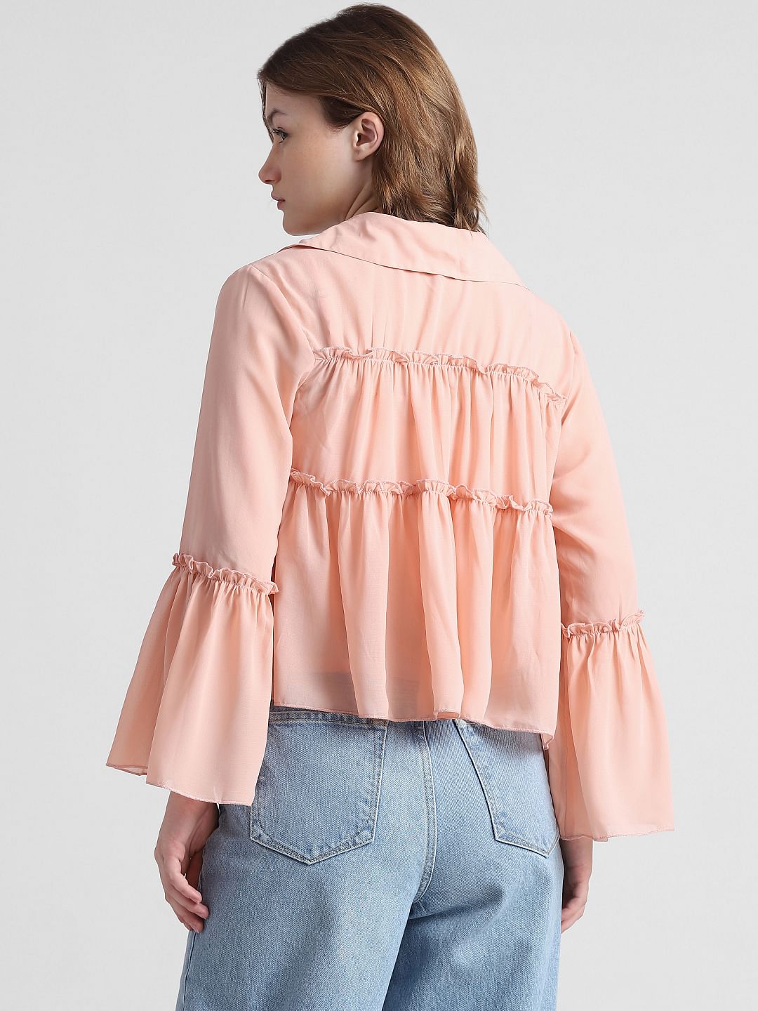 Coral Frill Peplum Top