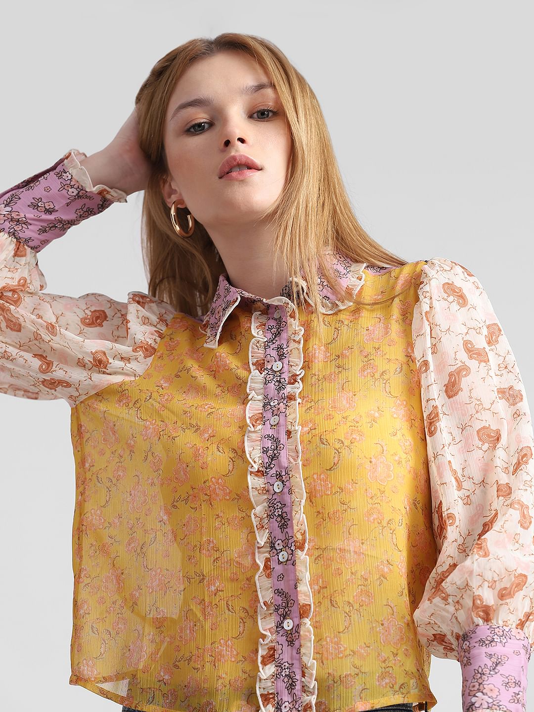 Pink Floral Chiffon Shirt