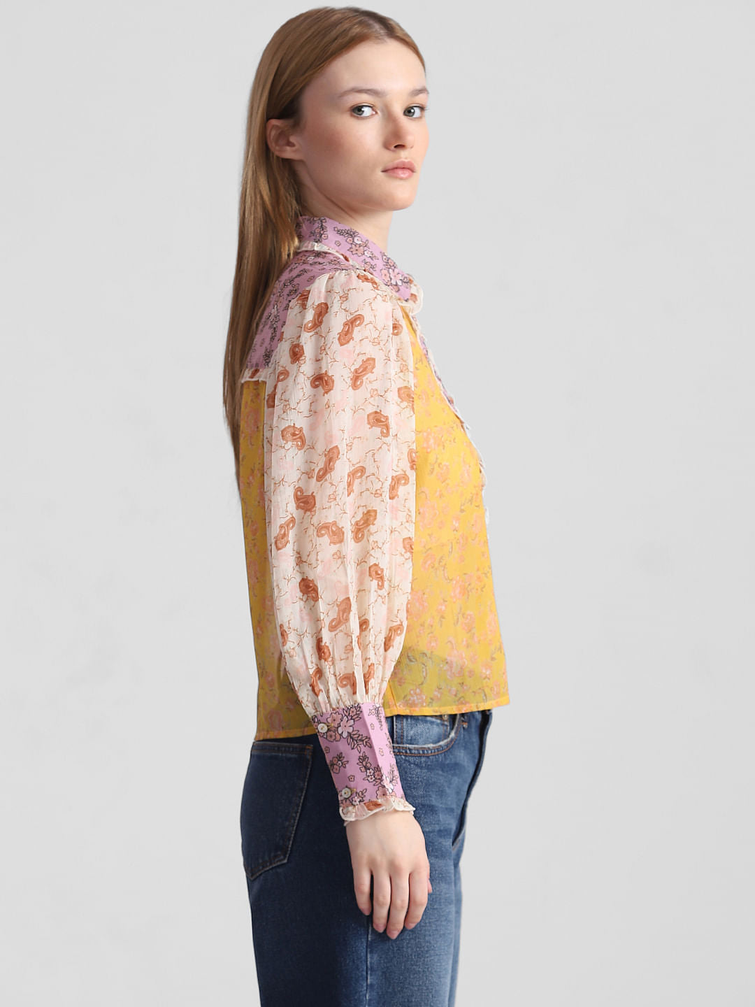 Pink Floral Chiffon Shirt