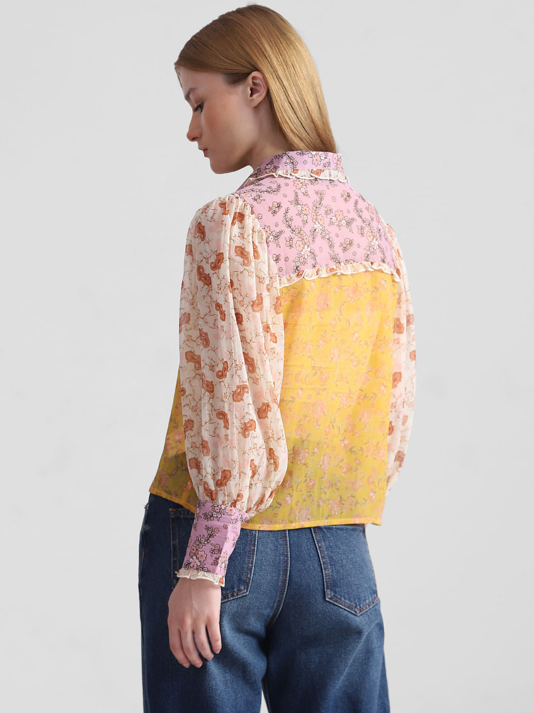 Pink Floral Chiffon Shirt