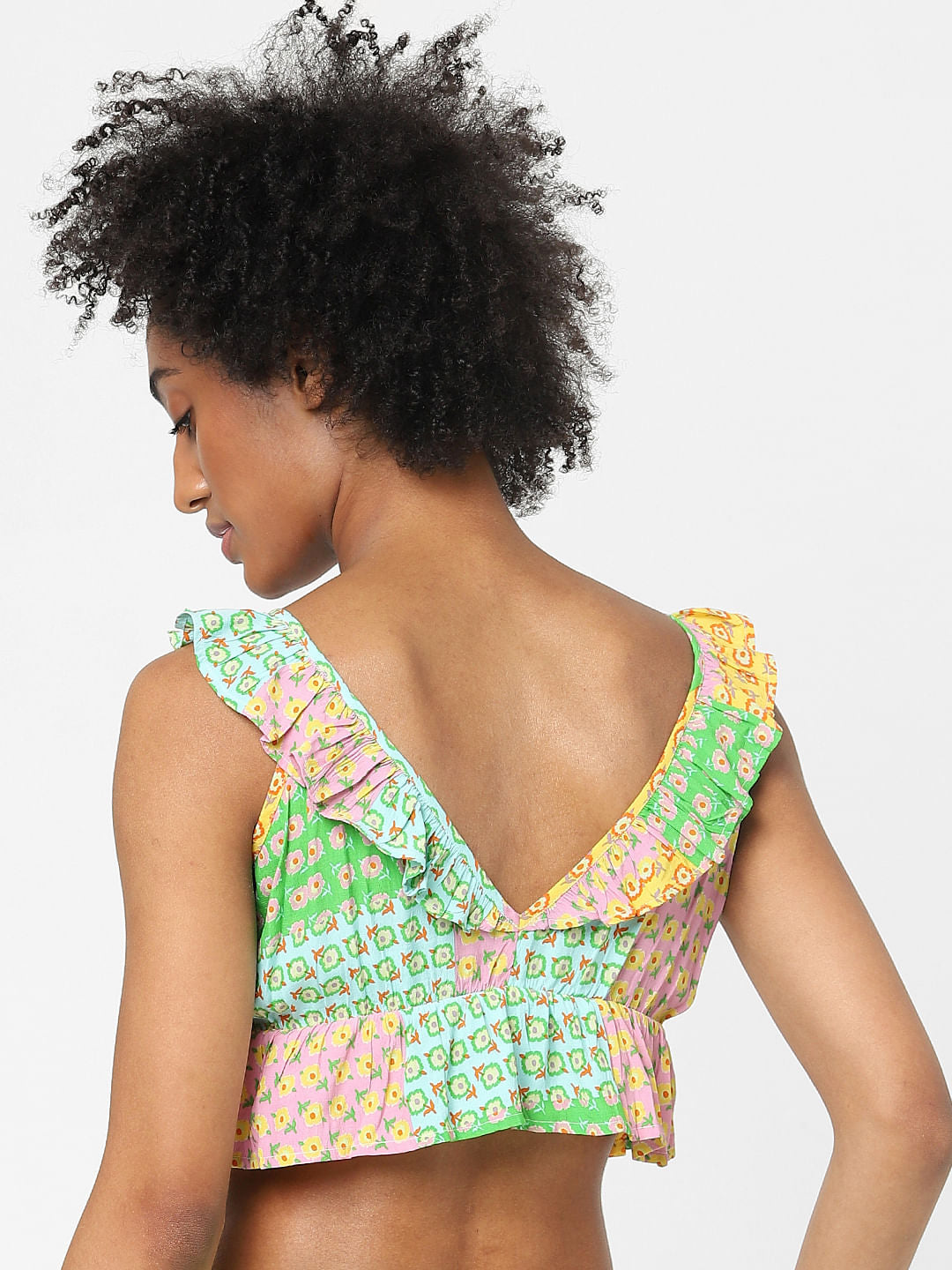 Yellow Multi-Coloured Floral Co-Ord Top