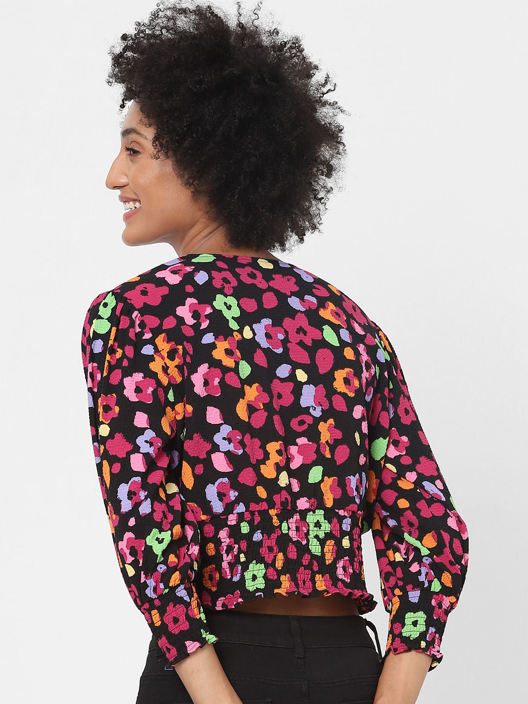 Black Floral Crop Top