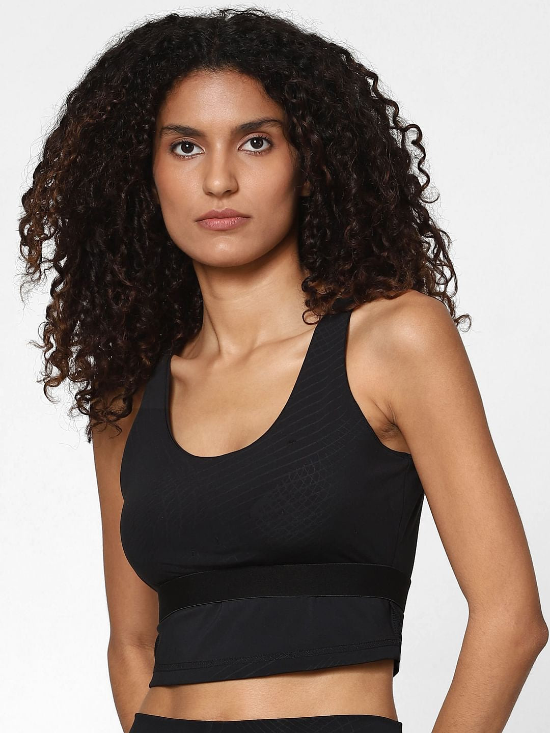 Black Self-Print Sports Bra