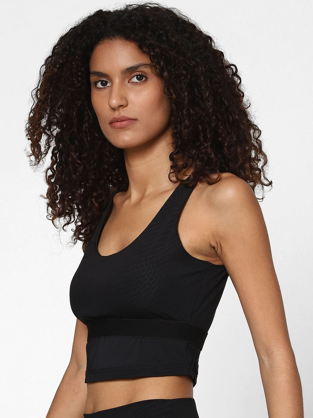 Black Self-Print Sports Bra