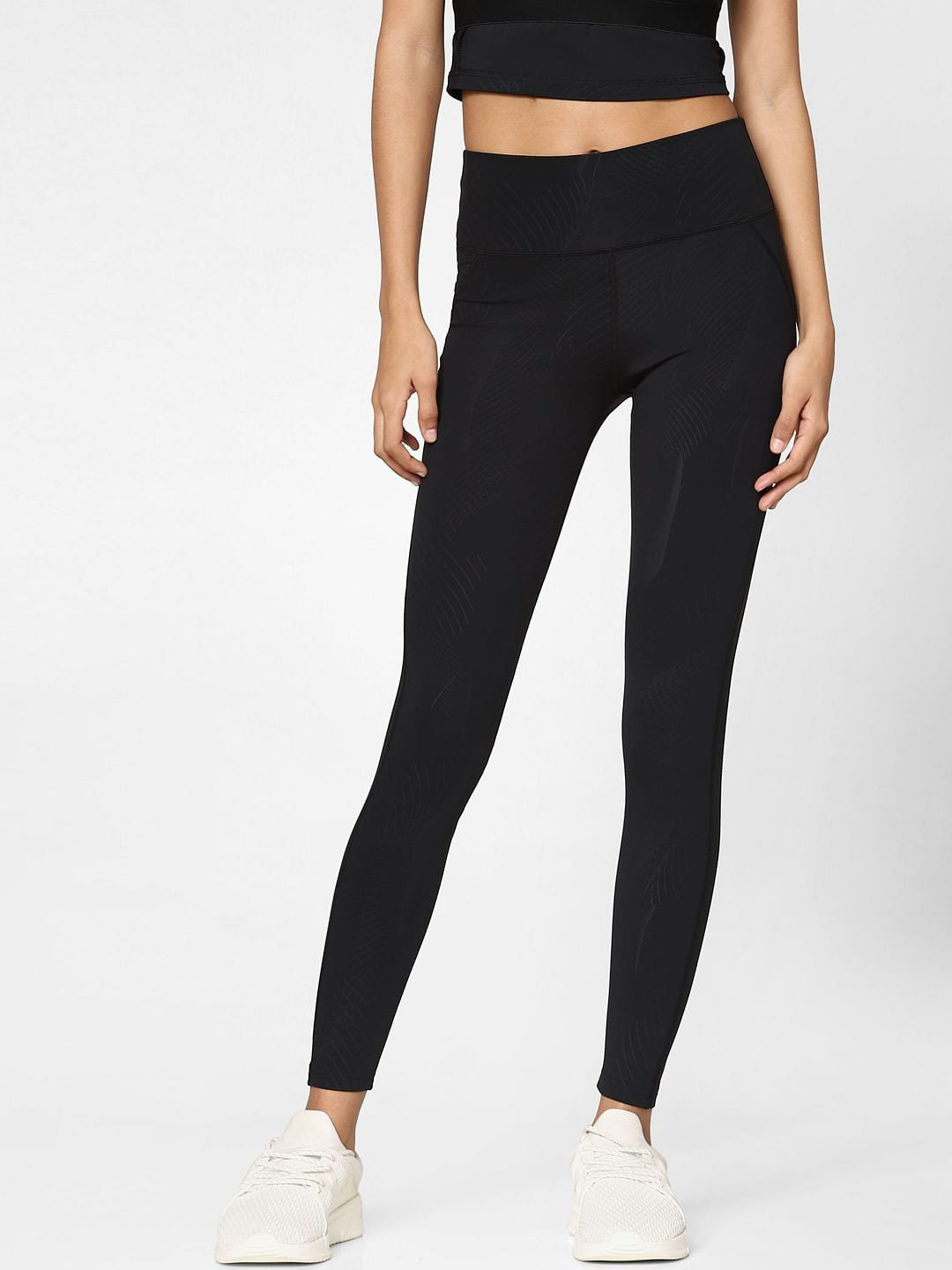 Black High Rise Printed Training Tights