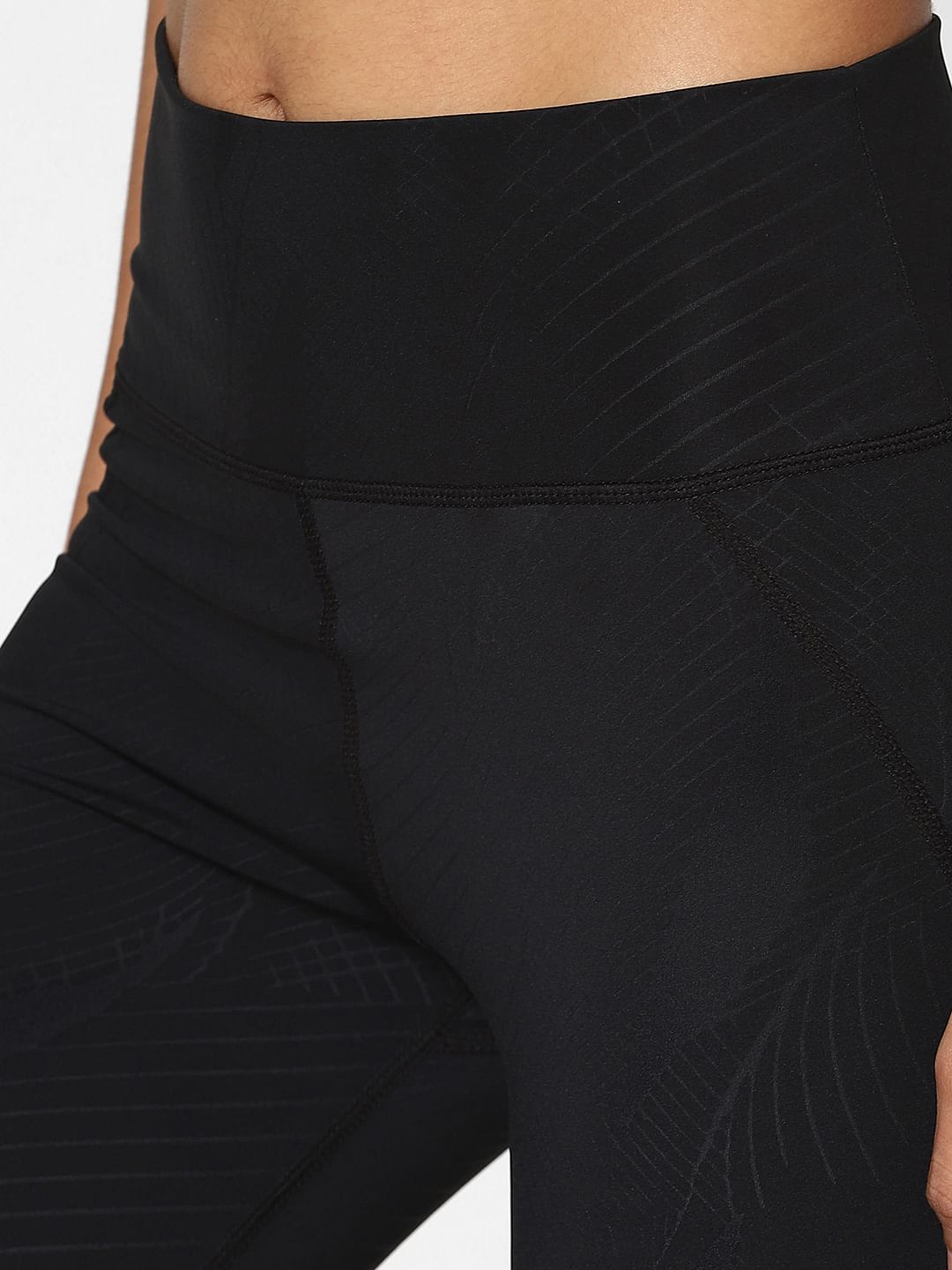 Black High Rise Printed Training Tights